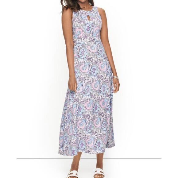 Talbots Women Petite Floral Jersey Maxi Dress LP Medallion Feminine Quiet Luxury - Picture 1 of 12